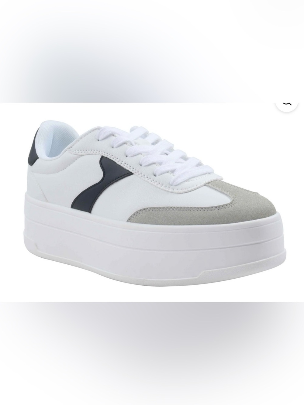 Women's White Platform Sneaker with Black Accent